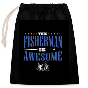 Fishing - Closable cotton gift bag (25x30cm) - black - Front