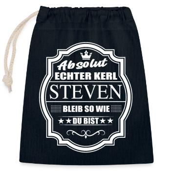 Absolut Echter Kerl Steven Bleib So Wie Du Bist - Verschließbarer Geschenkbeutel aus Baumwolle (25x30cm) - Navy - Vorne