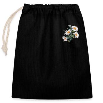 Patch Daisy Flowers Lover Cool Floral Vintage Pun - Sac cadeau en coton avec cordon (25 x 30 cm) - noir - Devant