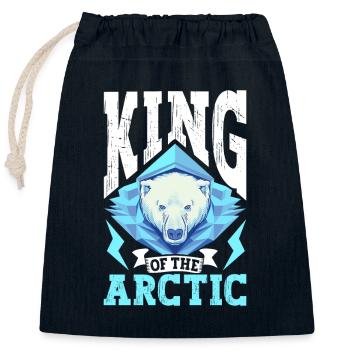 Polar Bear Global Warming Artic Seal hunting Ursus - Closable cotton gift bag (25x30cm) - navy - Front