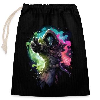 Epic Gamer Guardian conjures up colorful fire flames - Closable cotton gift bag (25x30cm) - black - Front