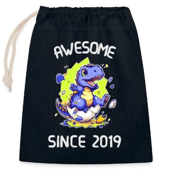 Kids Dinos Birthday Party | Awesome since 2019 - Closable cotton gift bag (25x30cm) - navy - Front