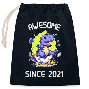 Kids Dinos Birthday Party | Awesome since 2021 - Closable cotton gift bag (25x30cm) - navy - Front