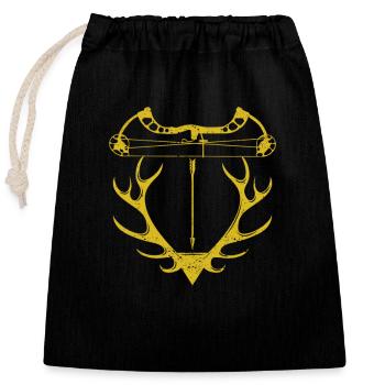 Deer Skull Compound Bow Elk Hunting - Closable cotton gift bag (25x30cm) - black - Front