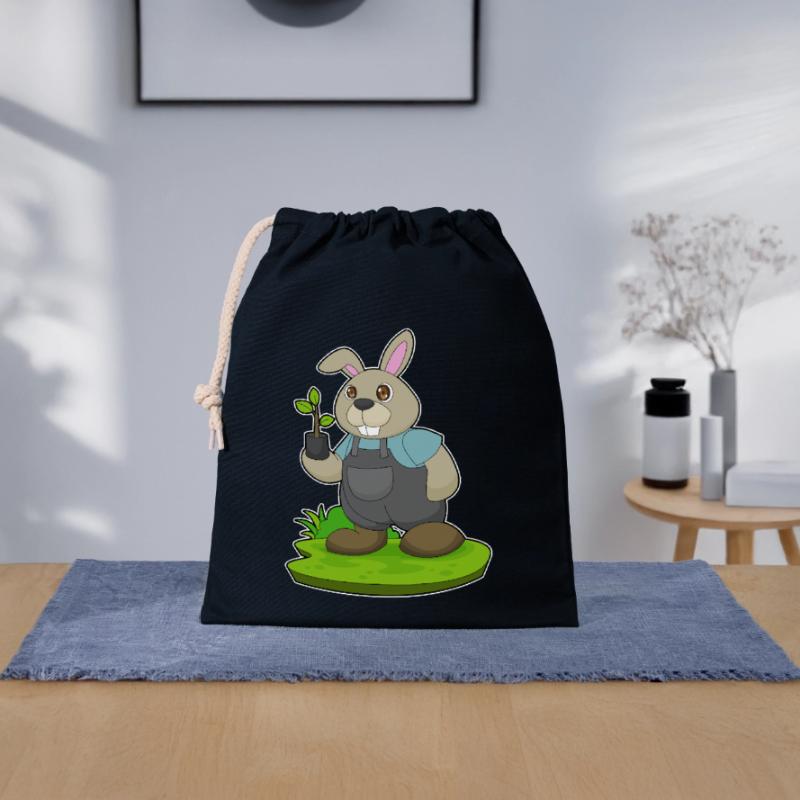 Plantule d’éleveur de lapins Sac cadeau en coton avec cordon (25 x 30 cm)