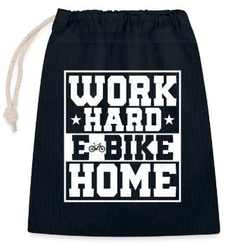Work Hard E-Bike Home Pedelec Electric - Closable cotton gift bag (25x30cm) - navy - Front