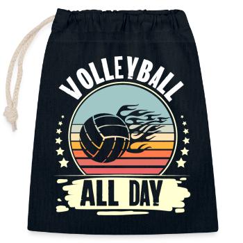 Volleyball - Closable cotton gift bag (25x30cm) - navy - Front