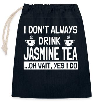 Drôle d’amateur de thé au jasmin Design Thé vert - Sac cadeau en coton avec cordon (25 x 30 cm) - bleu marine - Devant