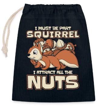 J’attire toutes les noix écureuil renard écureuil - Sac cadeau en coton avec cordon (25 x 30 cm) - bleu marine - Devant