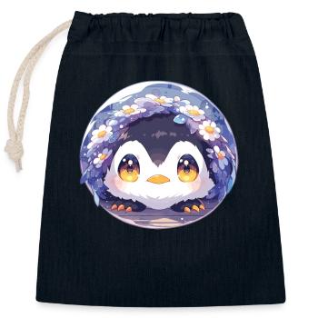 Pinguine - Verschließbarer Geschenkbeutel aus Baumwolle (25x30cm) - Navy - Vorne