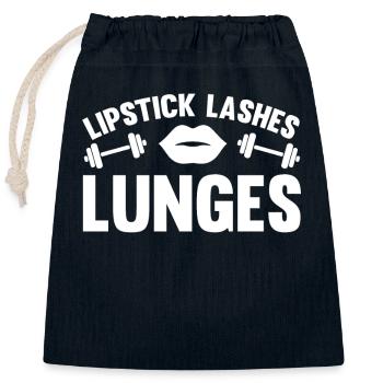 Lippenstift Wimpern Lunges - - Verschließbarer Geschenkbeutel aus Baumwolle (25x30cm) - Navy - Vorne