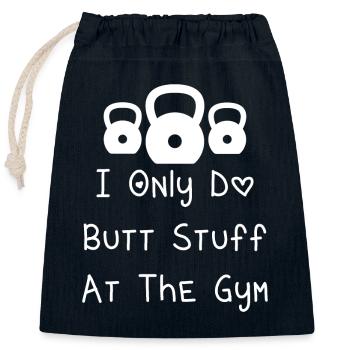 Je fais juste des fesses dans le gymnase 3 - - Sac cadeau en coton avec cordon (25 x 30 cm) - bleu marine - Devant