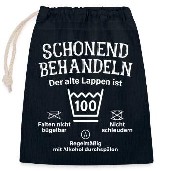 100. Geburtstag Schonend Behandeln Alte Lappen 100 - Verschließbarer Geschenkbeutel aus Baumwolle (25x30cm) - Navy - Vorne