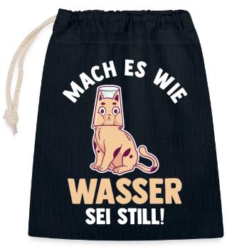 Katze Mach es wie Wasser sei Still - Verschließbarer Geschenkbeutel aus Baumwolle (25x30cm) - Navy - Vorne