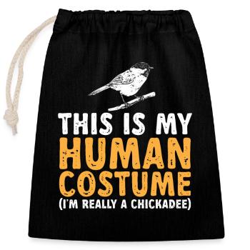 Bird Chickadee Bird Watching - Closable cotton gift bag (25x30cm) - black - Front