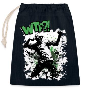 WTF Abbreviation Cool Saying Abitur School - Closable cotton gift bag (25x30cm) - navy - Front