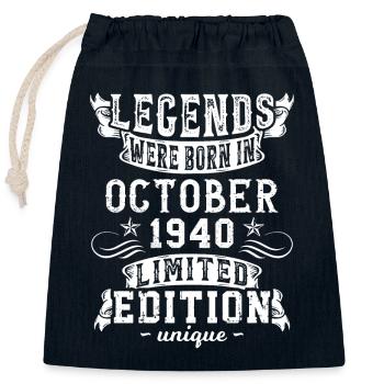 Birthday October 1940 year Limited Edition - Closable cotton gift bag (25x30cm) - navy - Front