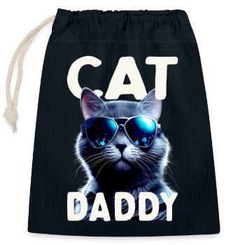Cat Daddy Cats Père Chat Papa Papa Fête des pères Chat - Sac cadeau en coton avec cordon (25 x 30 cm) - bleu marine - Devant