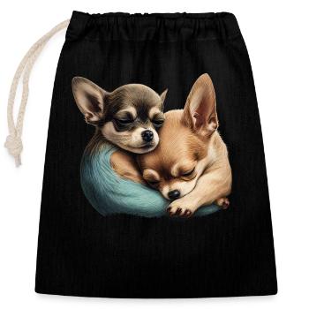 Chihuahua Welpen - Niedliche kleine Hunde Liebe - Verschließbarer Geschenkbeutel aus Baumwolle (25x30cm) - Schwarz - Vorne