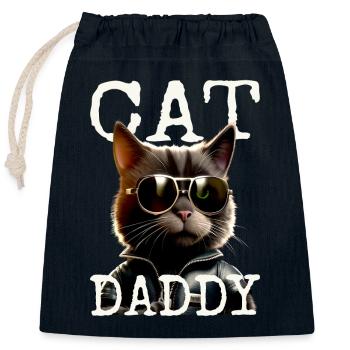 Cat Daddy Cats Père Chat Papa Papa Fête des pères Chat - Sac cadeau en coton avec cordon (25 x 30 cm) - bleu marine - Devant