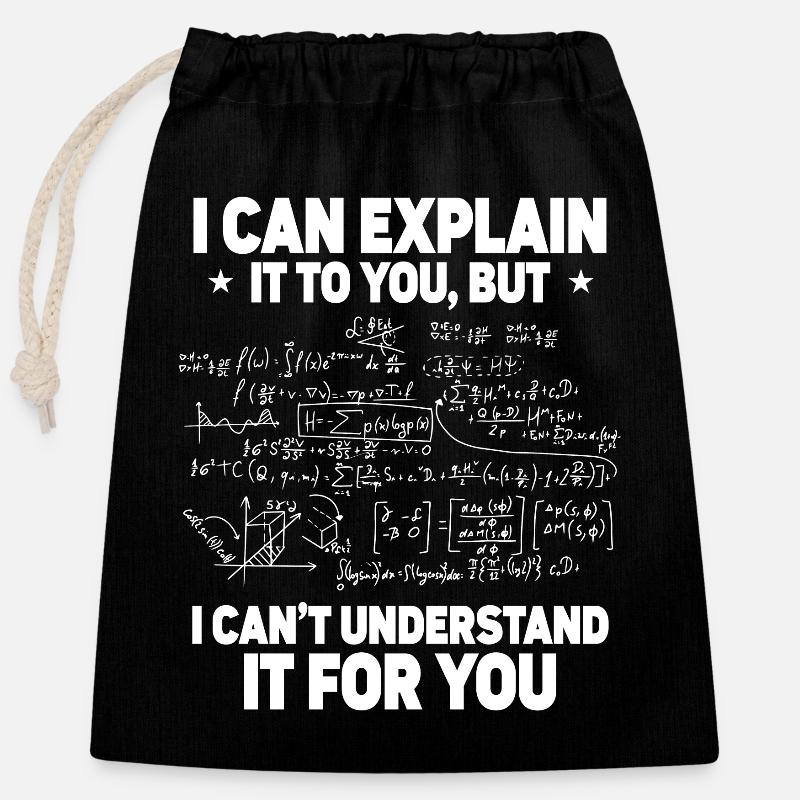 Funny Math Teacher Quote - Closable cotton gift bag (25x30cm) - black