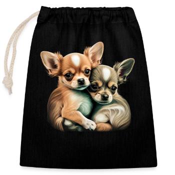 Chihuahua Welpen - Niedliche kleine Hunde Liebe - Verschließbarer Geschenkbeutel aus Baumwolle (25x30cm) - Schwarz - Vorne
