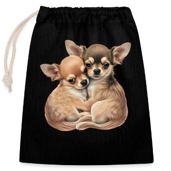 Chihuahua Welpen - Niedliche kleine Hunde Liebe - Verschließbarer Geschenkbeutel aus Baumwolle (25x30cm) - Schwarz - Vorne