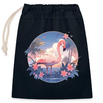 Rosa Flamingo Flamingos Flamingo Urlaub Palmen - Verschließbarer Geschenkbeutel aus Baumwolle (25x30cm) - Navy - Vorne