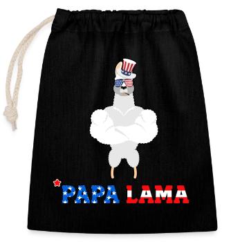4. Juli Papa Lama - Verschließbarer Geschenkbeutel aus Baumwolle (25x30cm) - Schwarz - Vorne