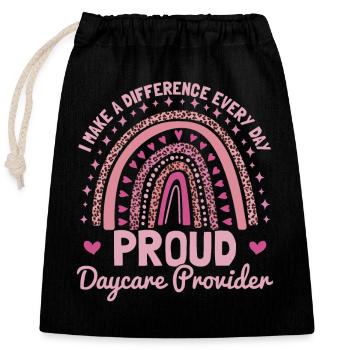 Proud daycare provider - Closable cotton gift bag (25x30cm) - black - Front