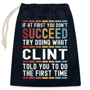 Clint Name Personalisiert Lustig Geburtstag Weihnachten - Verschließbarer Geschenkbeutel aus Baumwolle (25x30cm) - Navy - Vorne
