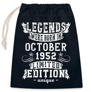 Anniversaire Octobre 1952 année Edition Limitée - Sac cadeau en coton avec cordon (25 x 30 cm) - bleu marine - Devant