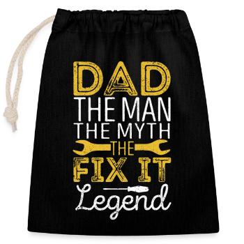 Papa L’homme Le mythe La légende de Fix It Père - Sac cadeau en coton avec cordon (25 x 30 cm) - noir - Devant