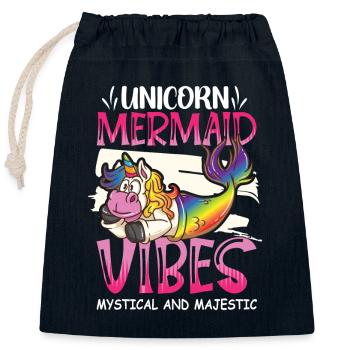 Licorne Sirène Sirène Mermicorns - Sac cadeau en coton avec cordon (25 x 30 cm) - bleu marine - Devant
