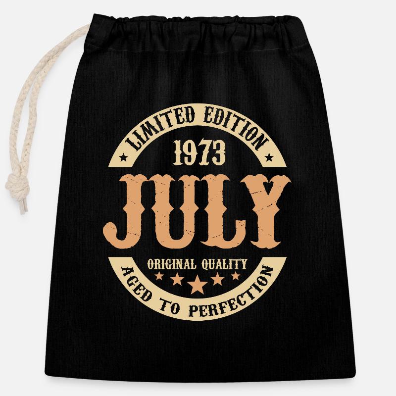 Juillet 1973 Cadeau d’anniversaire vintage - Sac cadeau en coton avec cordon (25 x 30 cm) - noir