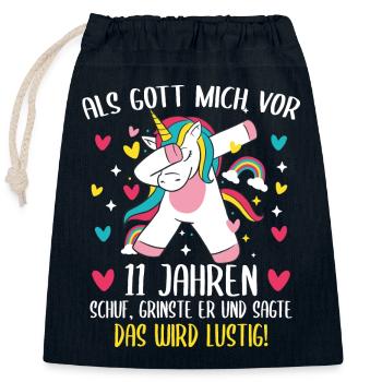 Geschenk 11 Jahre Geburtstagskind - Verschließbarer Geschenkbeutel aus Baumwolle (25x30cm) - Navy - Vorne