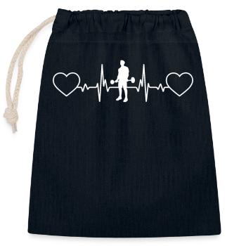 Heart - Heart palpitations - Fitness - Closable cotton gift bag (25x30cm) - navy - Front