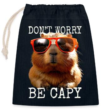 Capybara Dont Worry Be Capy Wasserschwein Nagetier - Verschließbarer Geschenkbeutel aus Baumwolle (25x30cm) - Navy - Vorne