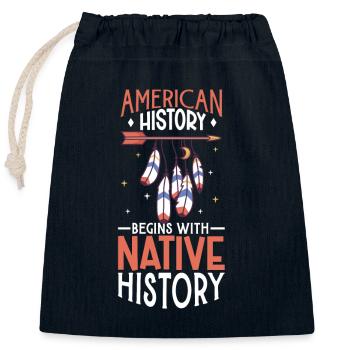 Indian Aborigines History of the Indigenous People - Closable cotton gift bag (25x30cm) - navy - Front