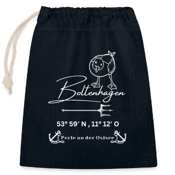 Boltenhagen-Möwe-Anker-Koordinaten-Ostsee - Verschließbarer Geschenkbeutel aus Baumwolle (25x30cm) - Navy - Vorne