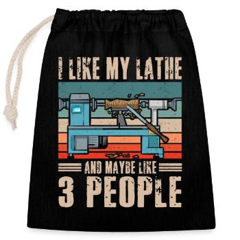 Turning Wood Lathe Lathe - Closable cotton gift bag (25x30cm) - black - Front