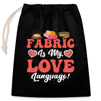 Le tissu est mon langage d’amour! Fabrication de Maschi de couture - Sac cadeau en coton avec cordon (25 x 30 cm) - noir - Devant
