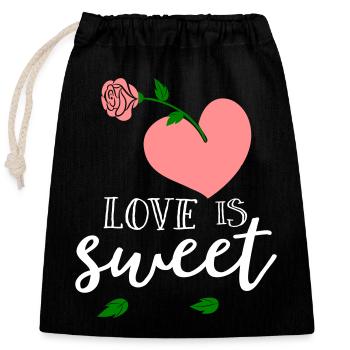 L’amour est doux, Herz - Sac cadeau en coton avec cordon (25 x 30 cm) - noir - Devant