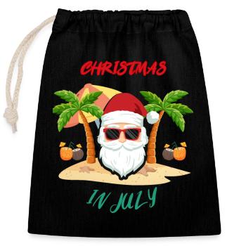 Christmas in July, Christmas, summer mood - Closable cotton gift bag (25x30cm) - black - Front