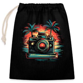 Photographer Photography - Closable cotton gift bag (25x30cm) - black - Front