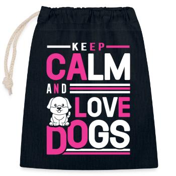 Keep Calm And Love Dogs - Verschließbarer Geschenkbeutel aus Baumwolle (25x30cm) - Navy - Vorne