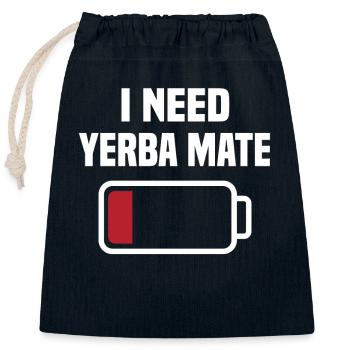 Lustiges Yerba Mate Outfit - Verschließbarer Geschenkbeutel aus Baumwolle (25x30cm) - Navy - Vorne