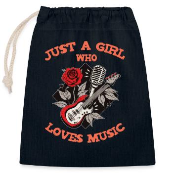 Nur ein Mädchen, das Musik liebt - Verschließbarer Geschenkbeutel aus Baumwolle (25x30cm) - Navy - Vorne