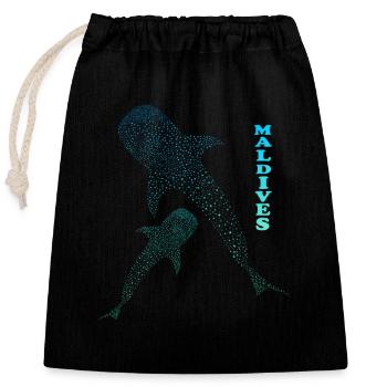 Walhai Malediven Whale Shark Maldives - Closable cotton gift bag (25x30cm) - black - Front