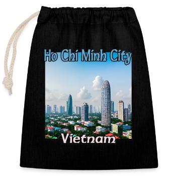Ho Chi Minh City, Vietnam - Closable cotton gift bag (25x30cm) - black - Front